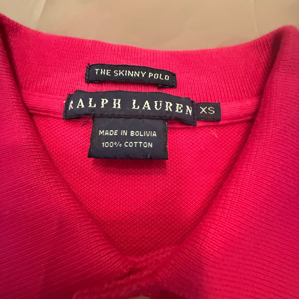 Ralph Lauren Blue Label Hot Pink “The Skinny Polo” Short Sleeve w/ Teal Pony XS - Picture 4 of 8